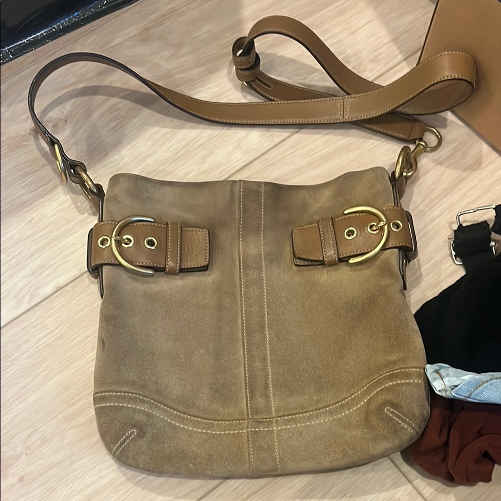 Brown Suede Shoulder Bag